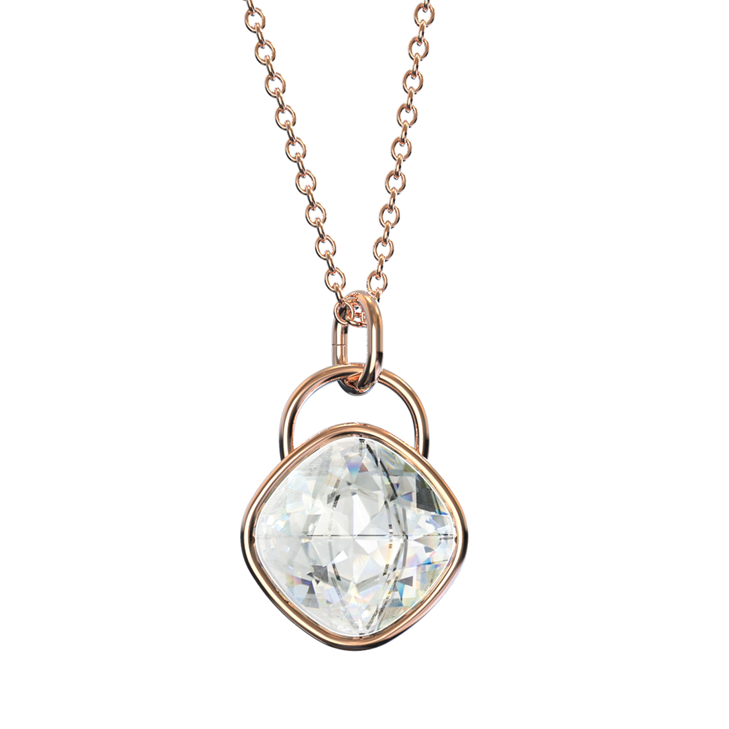 Collar Rombo Baño de Oro Rosa | Cristal Swarovski Cristal