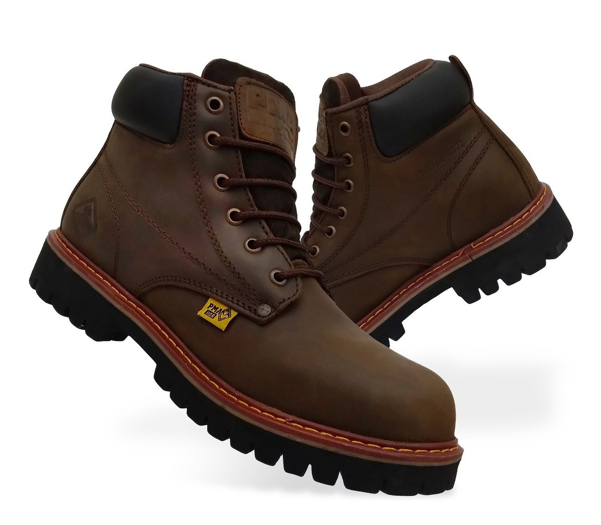 Bota De Trabajo Industrial Pma 136 Con Casquillo Cafe Crazy.