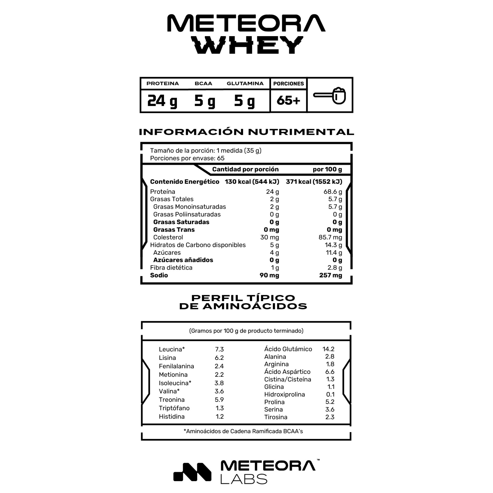 Meteora Labs, Vainilla, Proteína 100% Whey Hidrolizada.