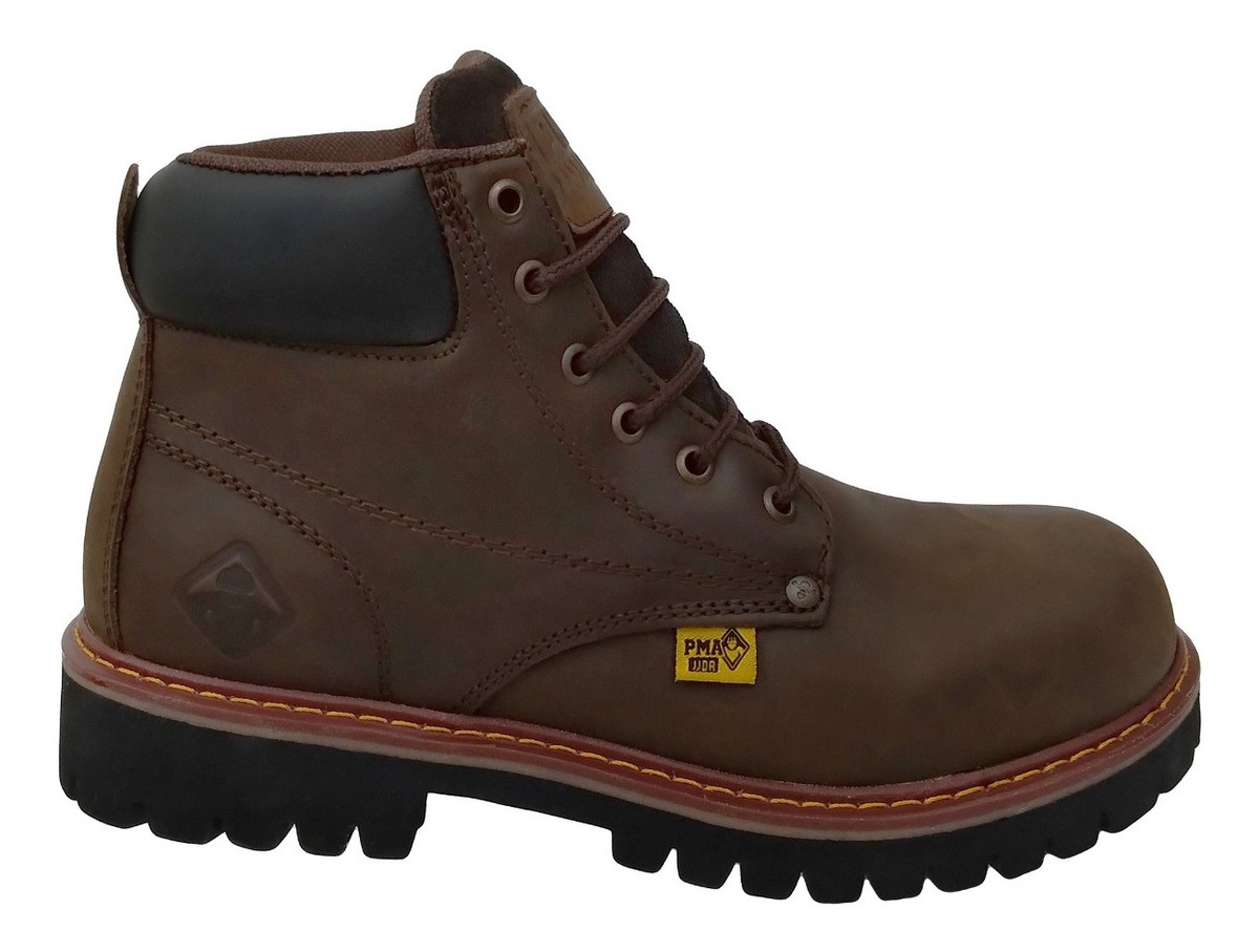 Bota De Trabajo Industrial Pma 136 Con Casquillo Cafe Crazy.