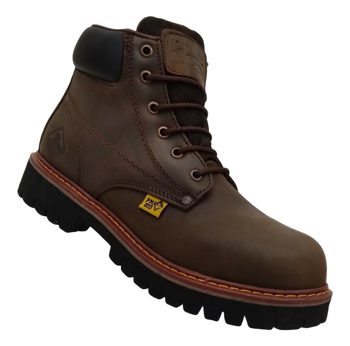 Bota De Trabajo Industrial Pma 136 Con Casquillo Cafe Crazy.