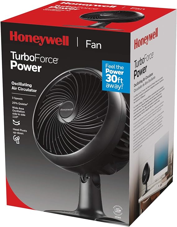 Honeywell Turbo Force - Ventilador de mesa oscilante, HT-906, negro, mediano (oscilante)
