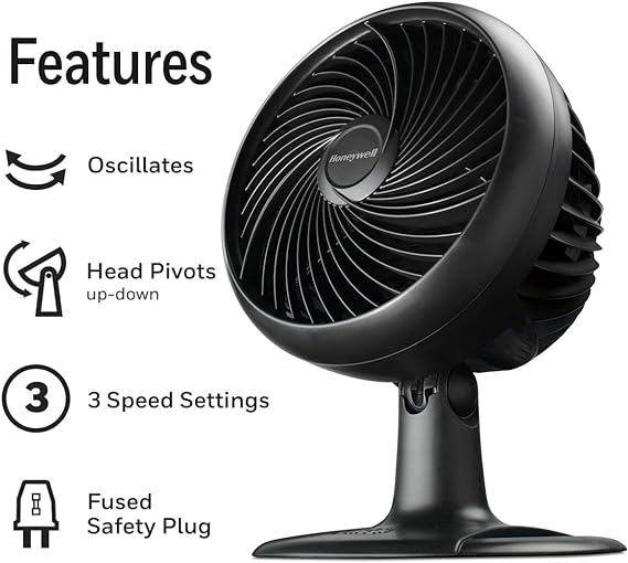 Honeywell Turbo Force - Ventilador de mesa oscilante, HT-906, negro, mediano (oscilante)