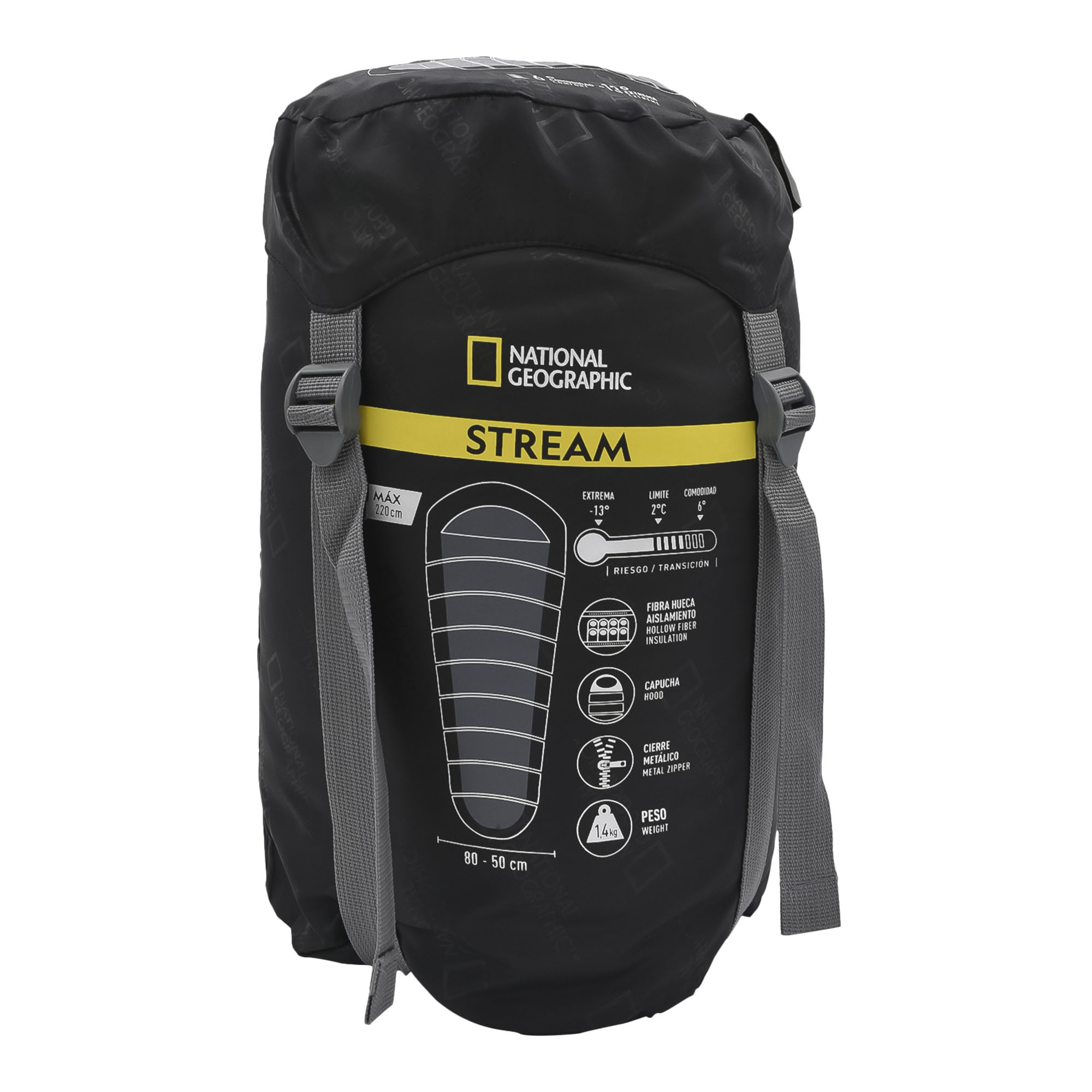 Bolsa para dormir Nat Geo Stream SNG209R, -13° C hasta +6° C, rojo carmín con gris