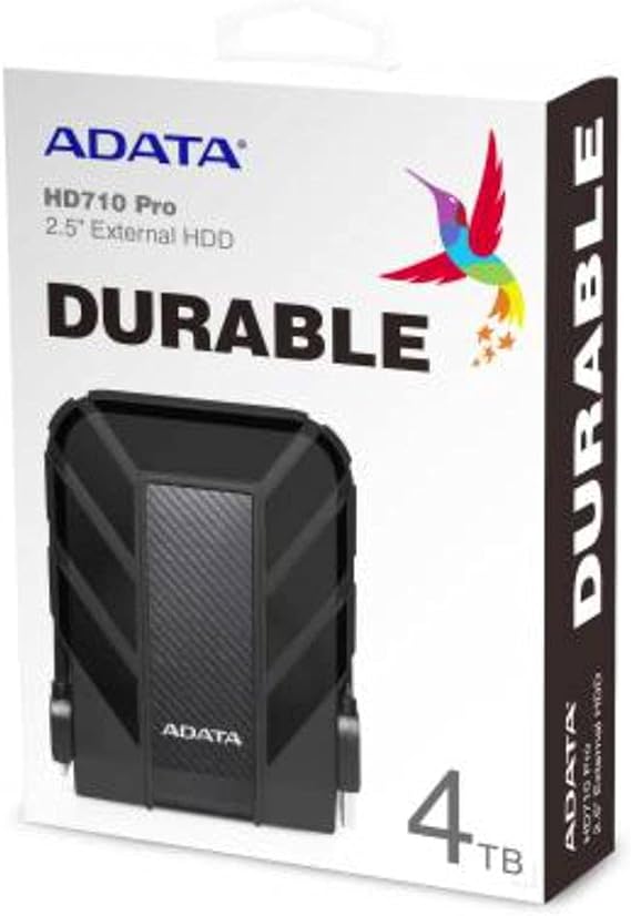 ADATA Disco Duro Externo HDD HD710P,4 TB, Resistente a golpes,agua y polvo, certificación grado militar, Color Negro