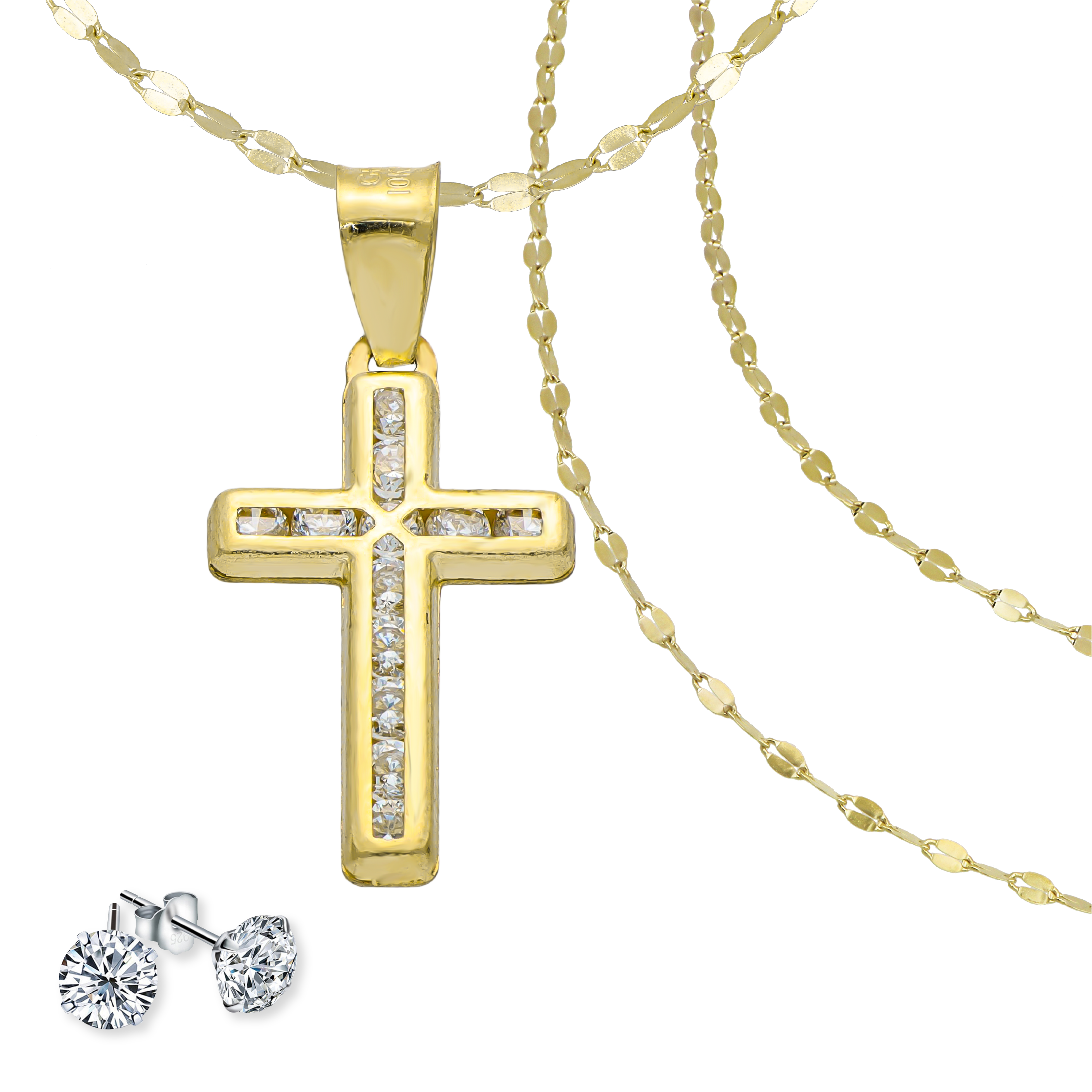 Medalla Dije Cruz Oro 10k Y Cadena De Oro Sólido 10k.