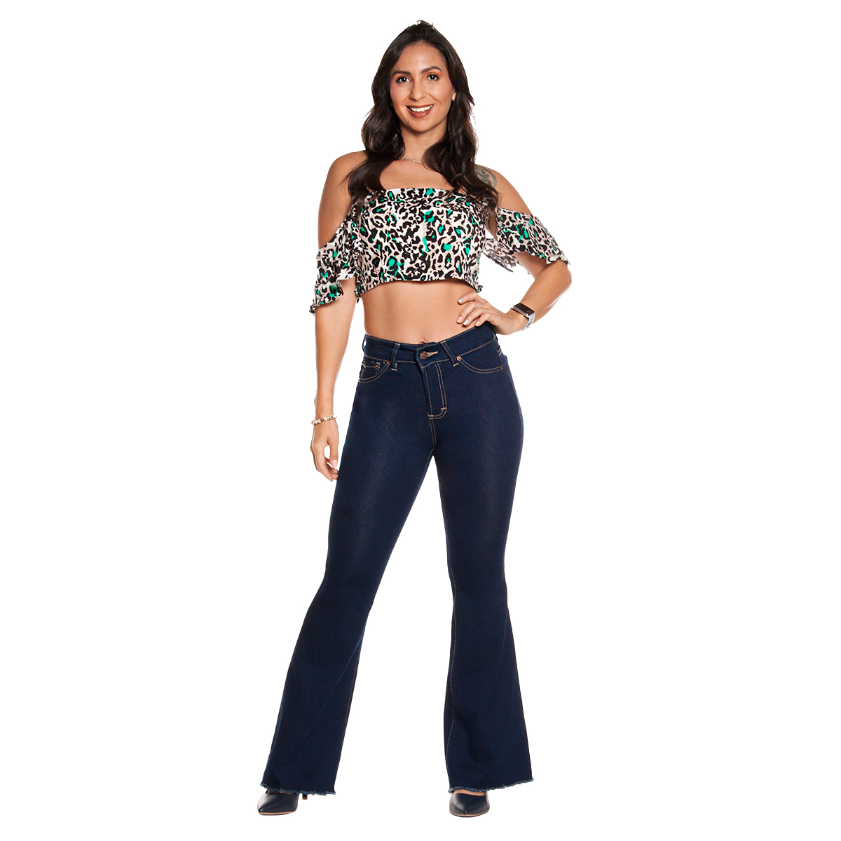 PANTALON JEANS VAQUEROS ACAMPANADOS DE MEZCLILLA STRETCH