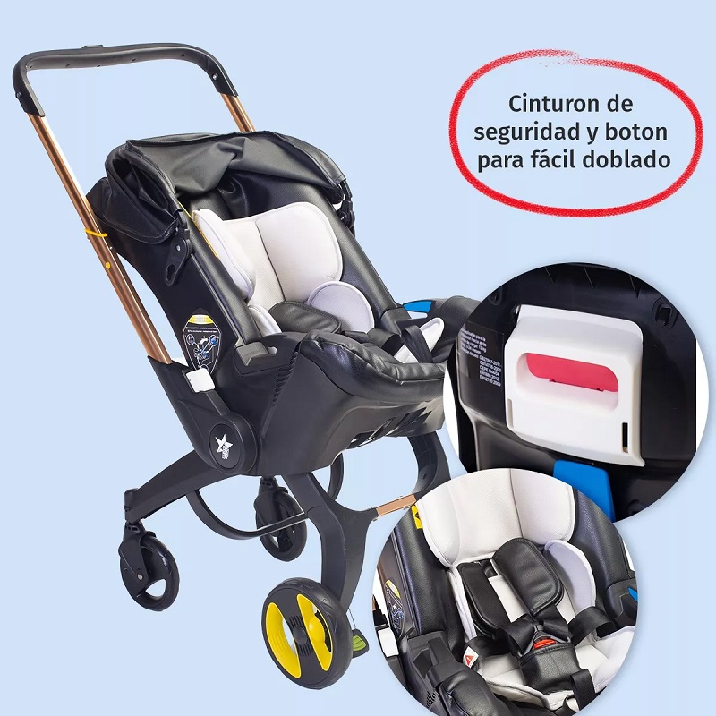 Carriola Portabebe STARKIDS Polux Negro Vinipiel.