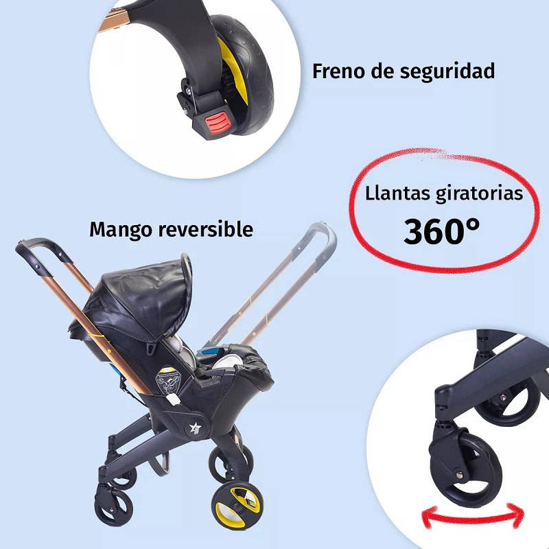 Carriola Portabebe STARKIDS Polux Negro Vinipiel.