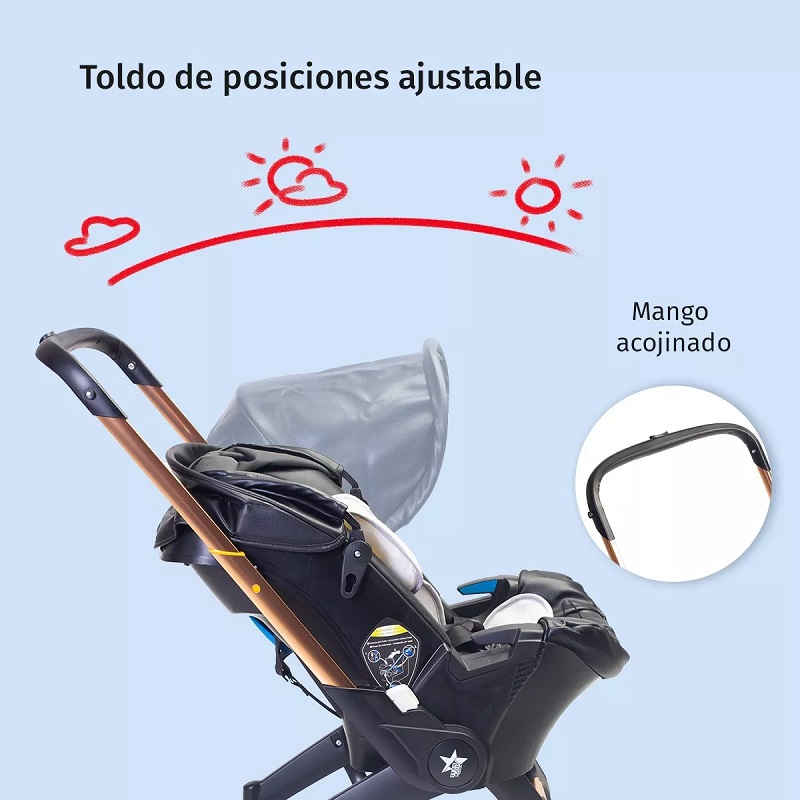 Carriola Portabebe STARKIDS Polux Negro Vinipiel.