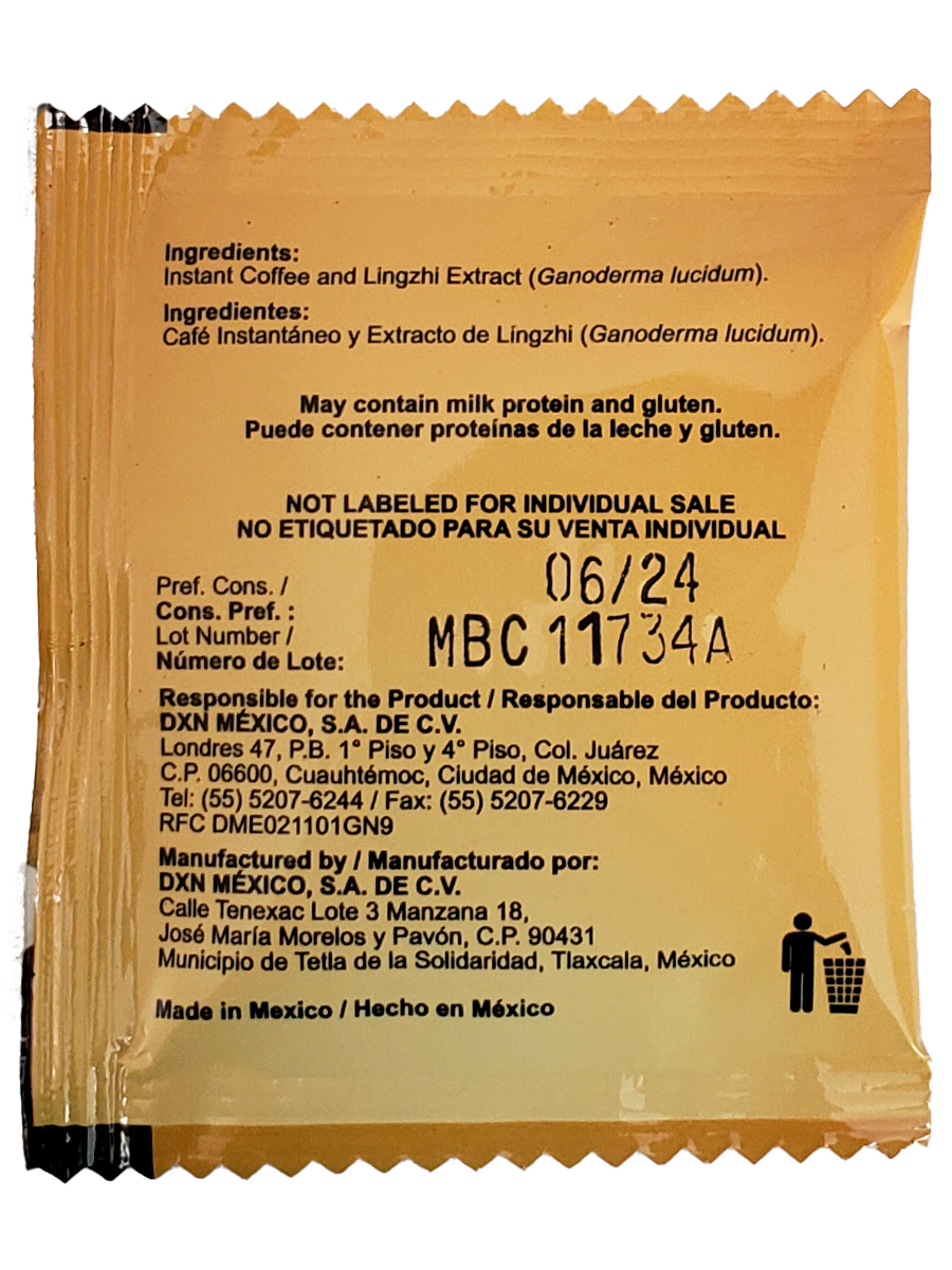  Café Instantáneo DXN 2 En 1 Lingzhi Coffe con Ganoderma 5 Bolsas.