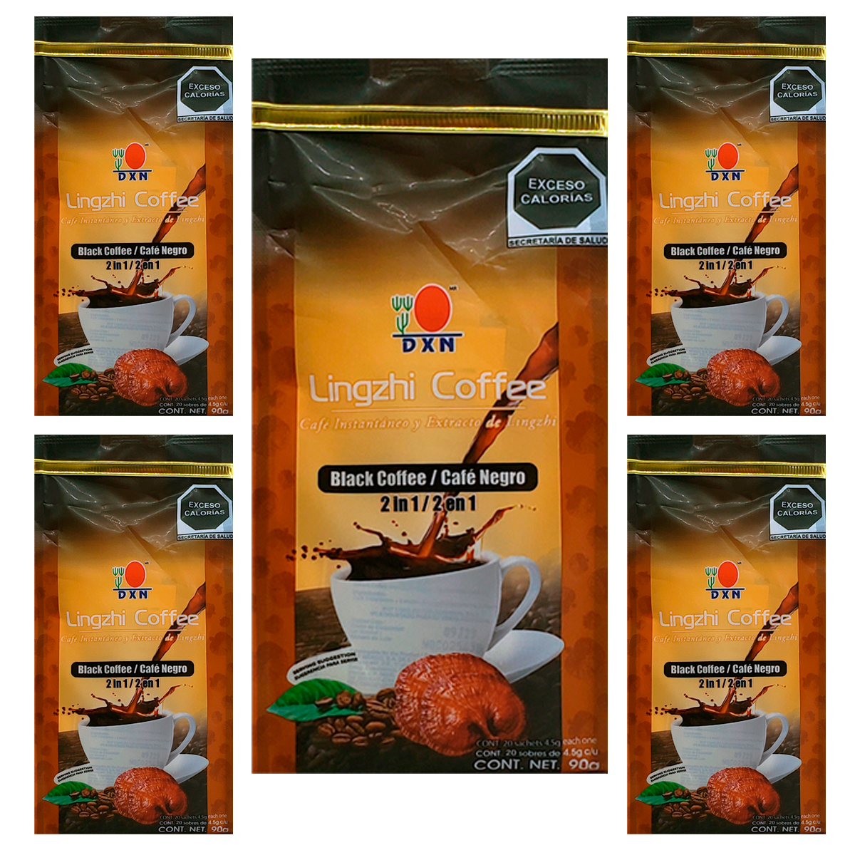  Café Instantáneo DXN 2 En 1 Lingzhi Coffe con Ganoderma 5 Bolsas.