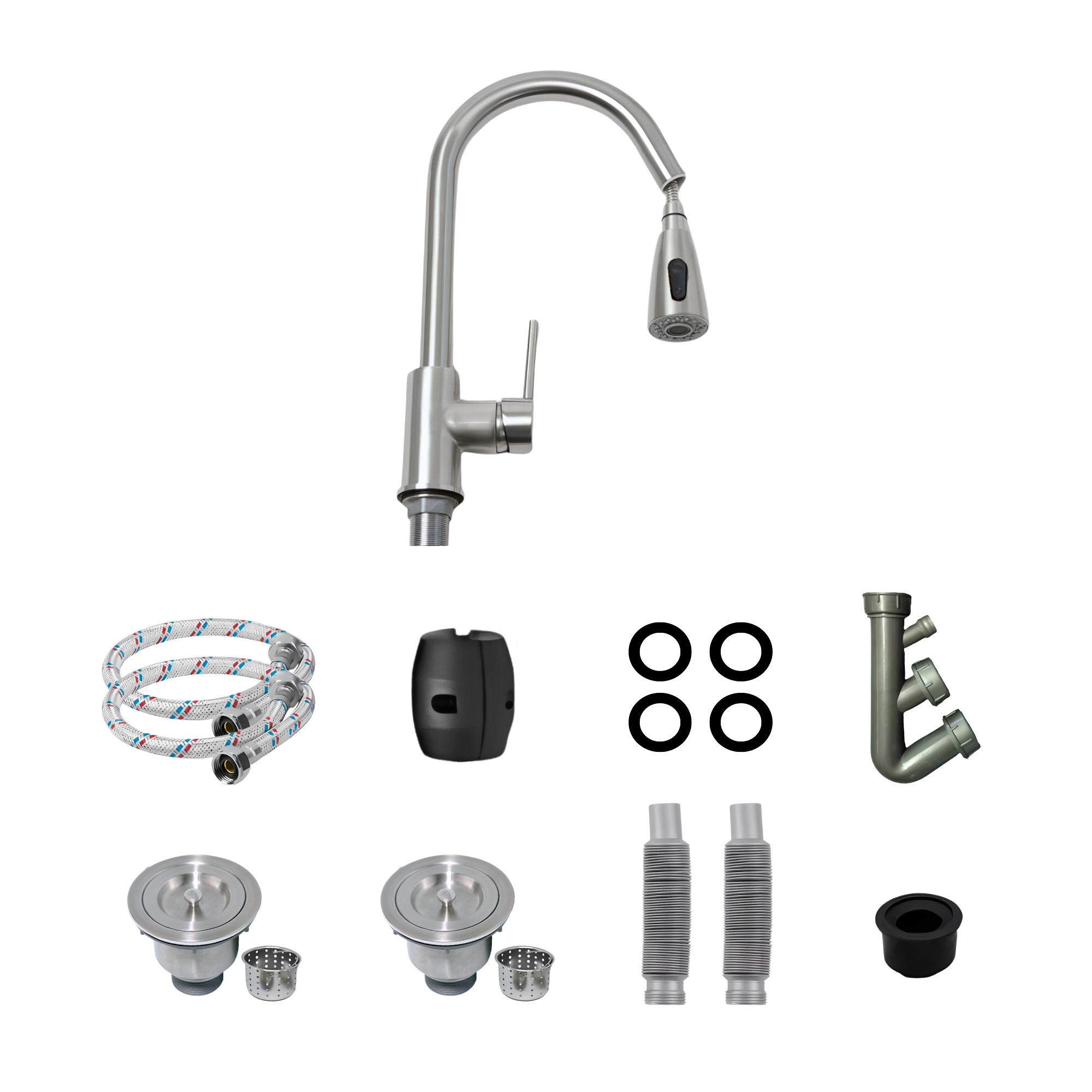 Tarja Doble Calibre 18'' para Submontar - Incluye accesorios - Fregadero para Cocina de Acero Inoxidable 304 Calibre 18" de Alta Resistencia - Color Plata Satinado