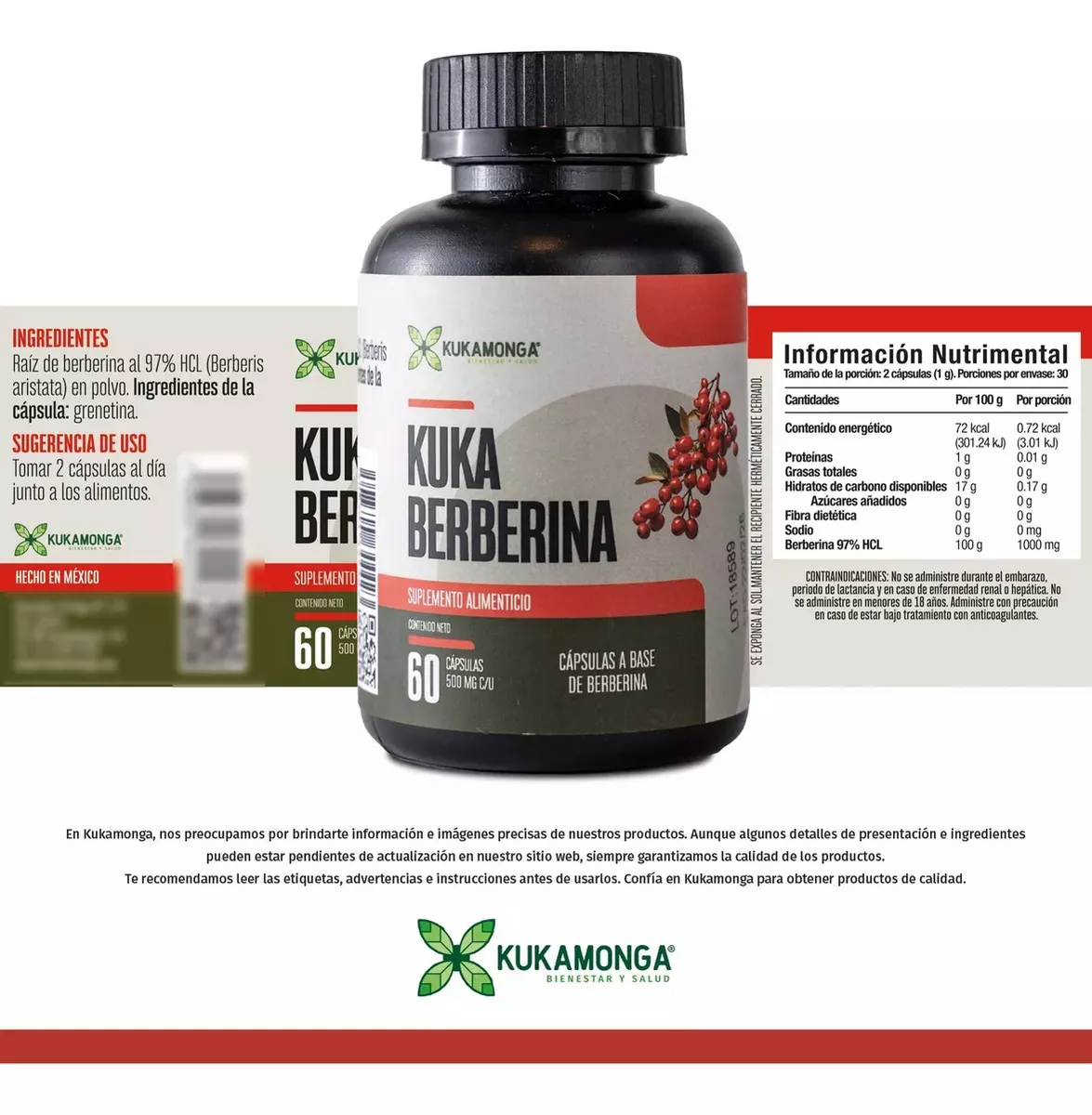 Kuka Berberina Hcl 60 Cáps De 500 Mg