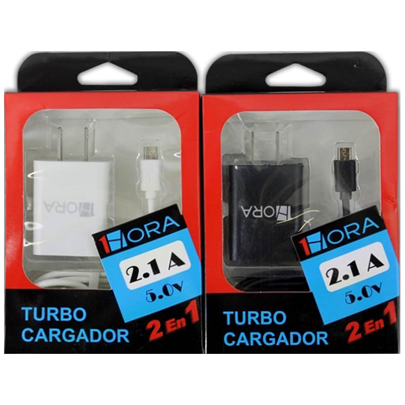 Combo Cargador Carga Rápida y Cable Micro USB V8 1Hora Negro.