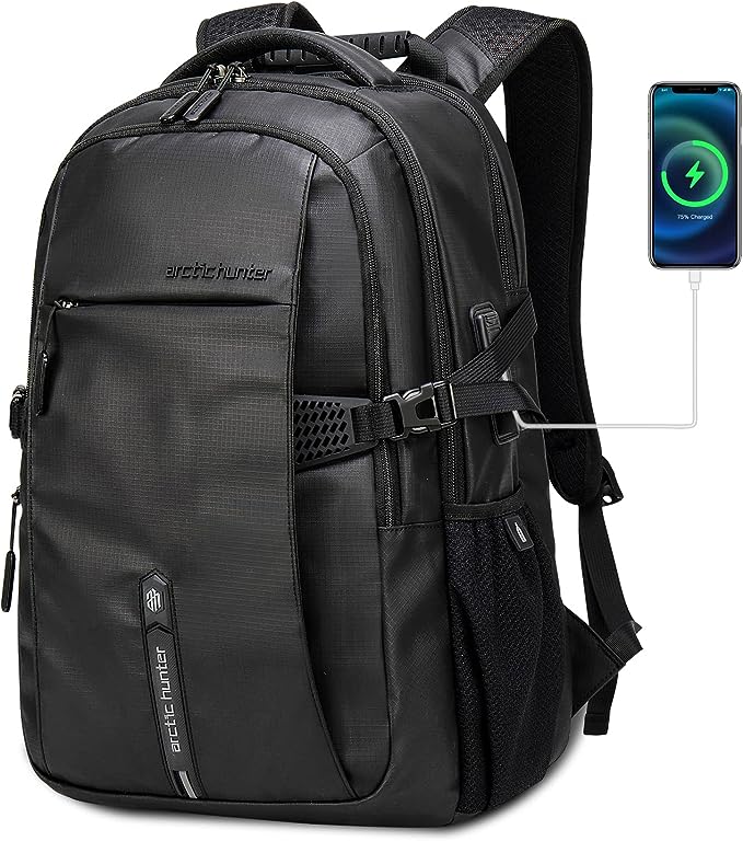 A Mochila para Laptop, ARCTIC HUNTER AH Mochila Antirrobo Impermeable con Puerto de Carga USB, Mochila de Negocios con Múltiples Compartimentos de 15.6 pulgadas