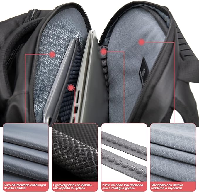 A Mochila para Laptop, ARCTIC HUNTER AH Mochila Antirrobo Impermeable con Puerto de Carga USB, Mochila de Negocios con Múltiples Compartimentos de 15.6 pulgadas