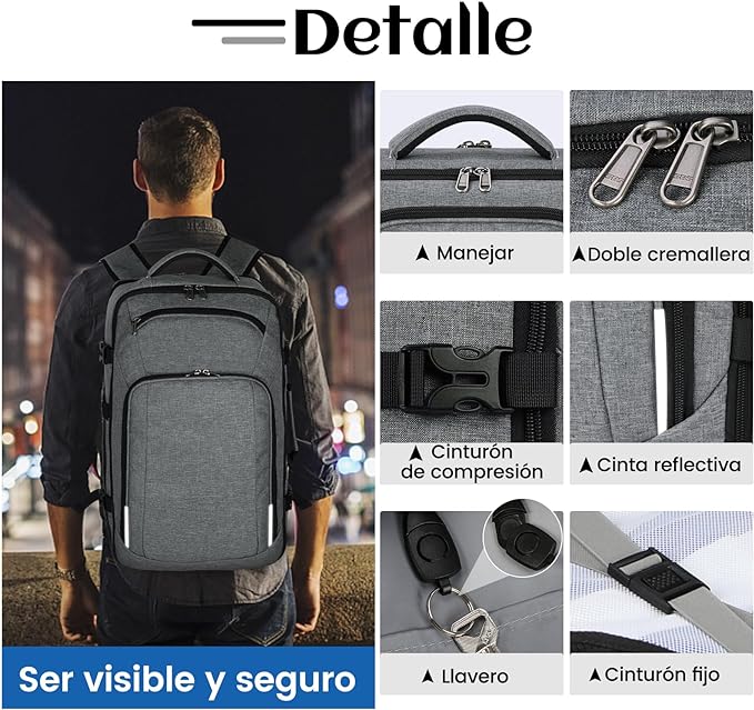A Mochila de viaje 40L mochilas para hombre impermeable con bolsillo impermeable mochila para laptop 17