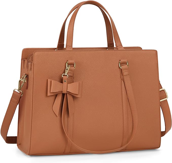 A Bolsas de mujer para Laptop 15.6 Pulgadas Maletin para laptop mujer Impermeable Tote bag mujer de Gran Capacidad Portafolios para mujer Negra, Marrón