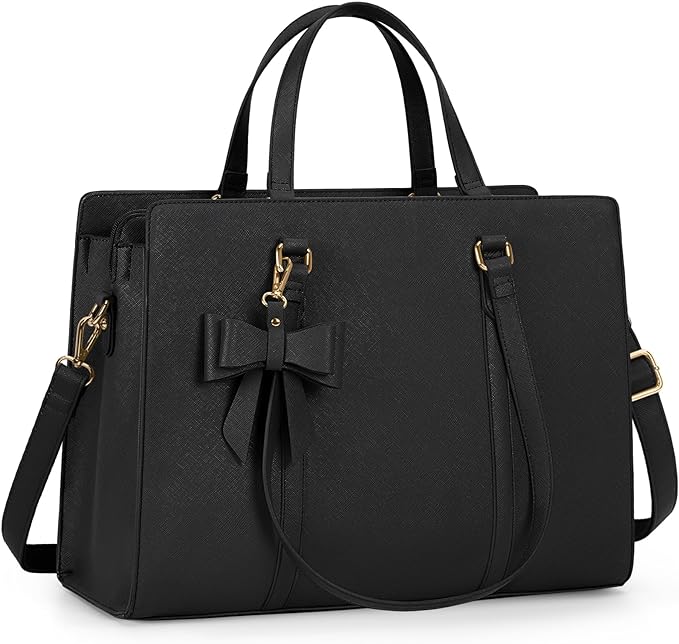 A Bolsas de mujer para Laptop 15.6 Pulgadas Maletin para laptop mujer Impermeable Tote bag mujer de Gran Capacidad Portafolios para mujer Negra, Marrón