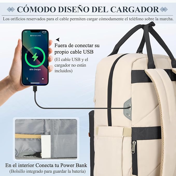 A RAINSMORE Mochilas para Mujer Mochila para Laptop Mochila de Viaje Mochila para Portátil de 15.6 Pulgadas Backpack Ligera Mochilas laptop Negro.