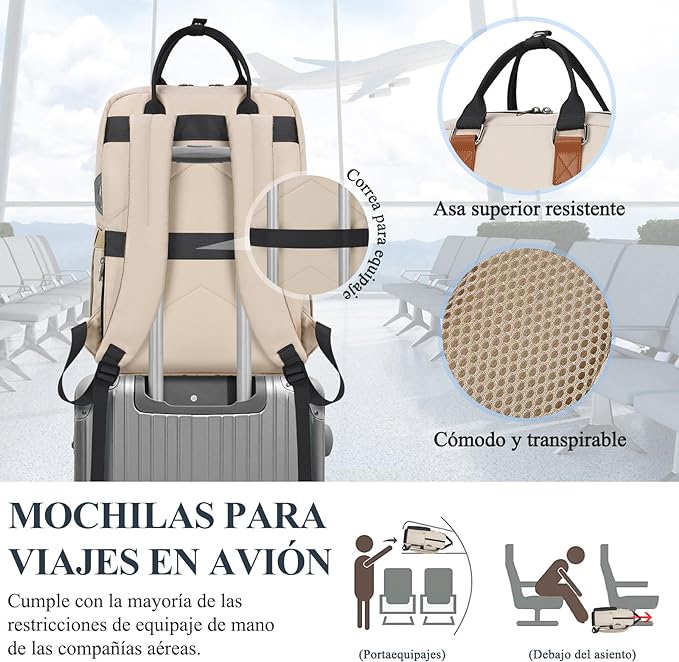 A RAINSMORE Mochilas para Mujer Mochila para Laptop Mochila de Viaje Mochila para Portátil de 15.6 Pulgadas Backpack Ligera Mochilas laptop Negro.