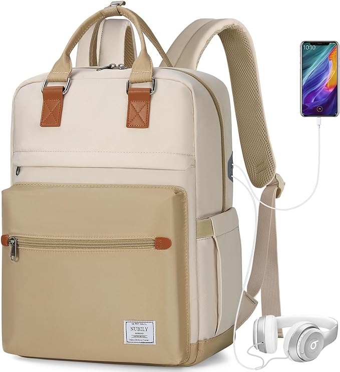 A RAINSMORE Mochilas para Mujer Mochila para Laptop Mochila de Viaje Mochila para Portátil de 15.6 Pulgadas Backpack Ligera Mochilas Laptop Caqui