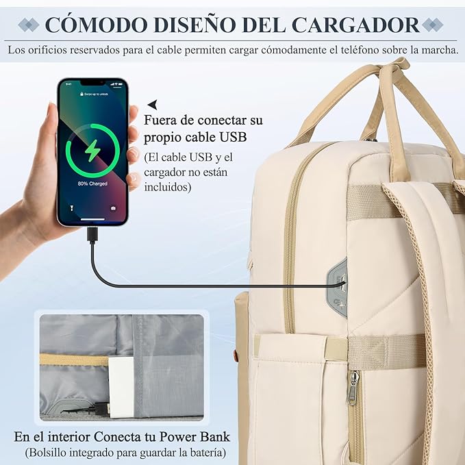 A RAINSMORE Mochilas para Mujer Mochila para Laptop Mochila de Viaje Mochila para Portátil de 15.6 Pulgadas Backpack Ligera Mochilas Laptop Caqui