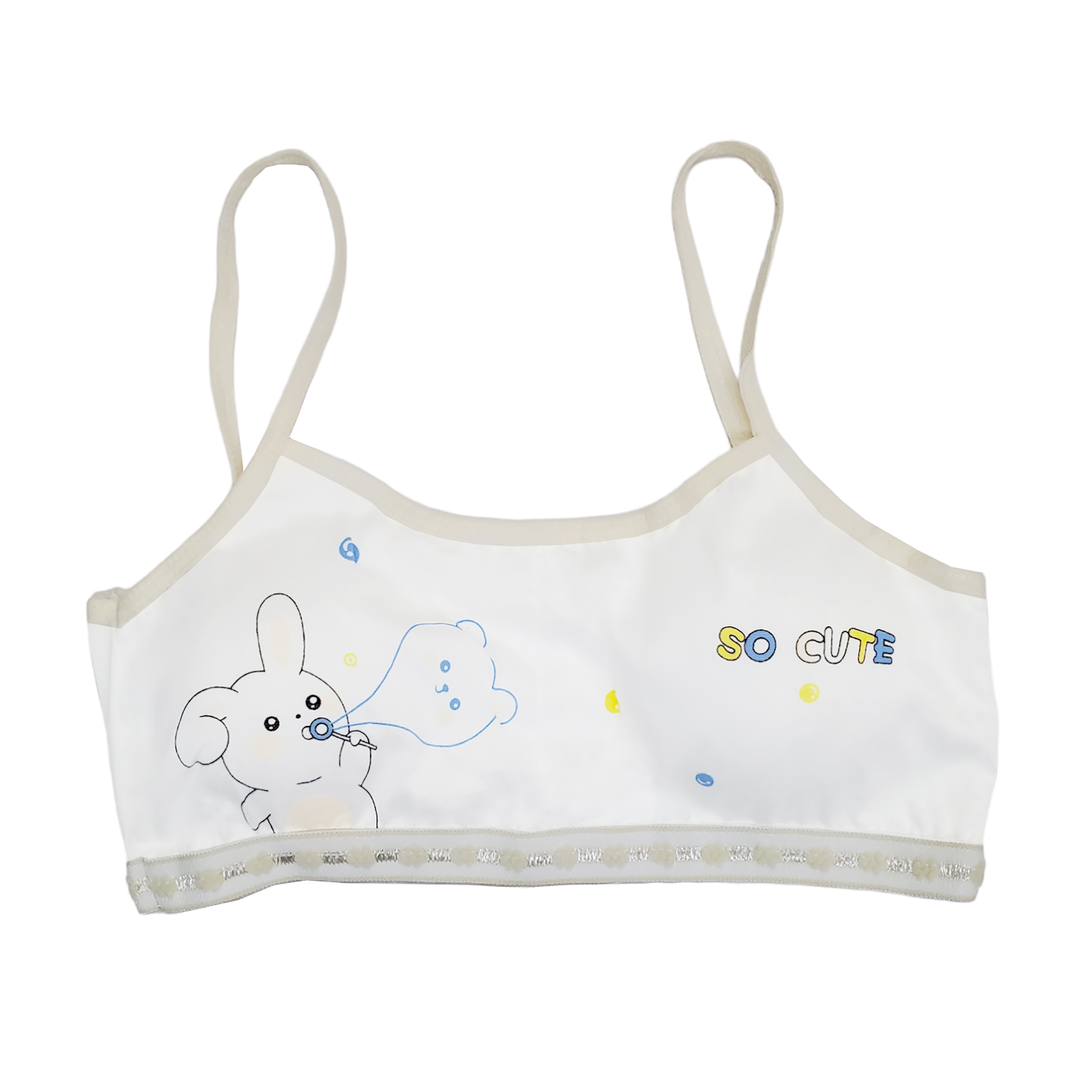 Corpiño Top Tirante Delgado Blanco Figuras Para Niña 3pz.