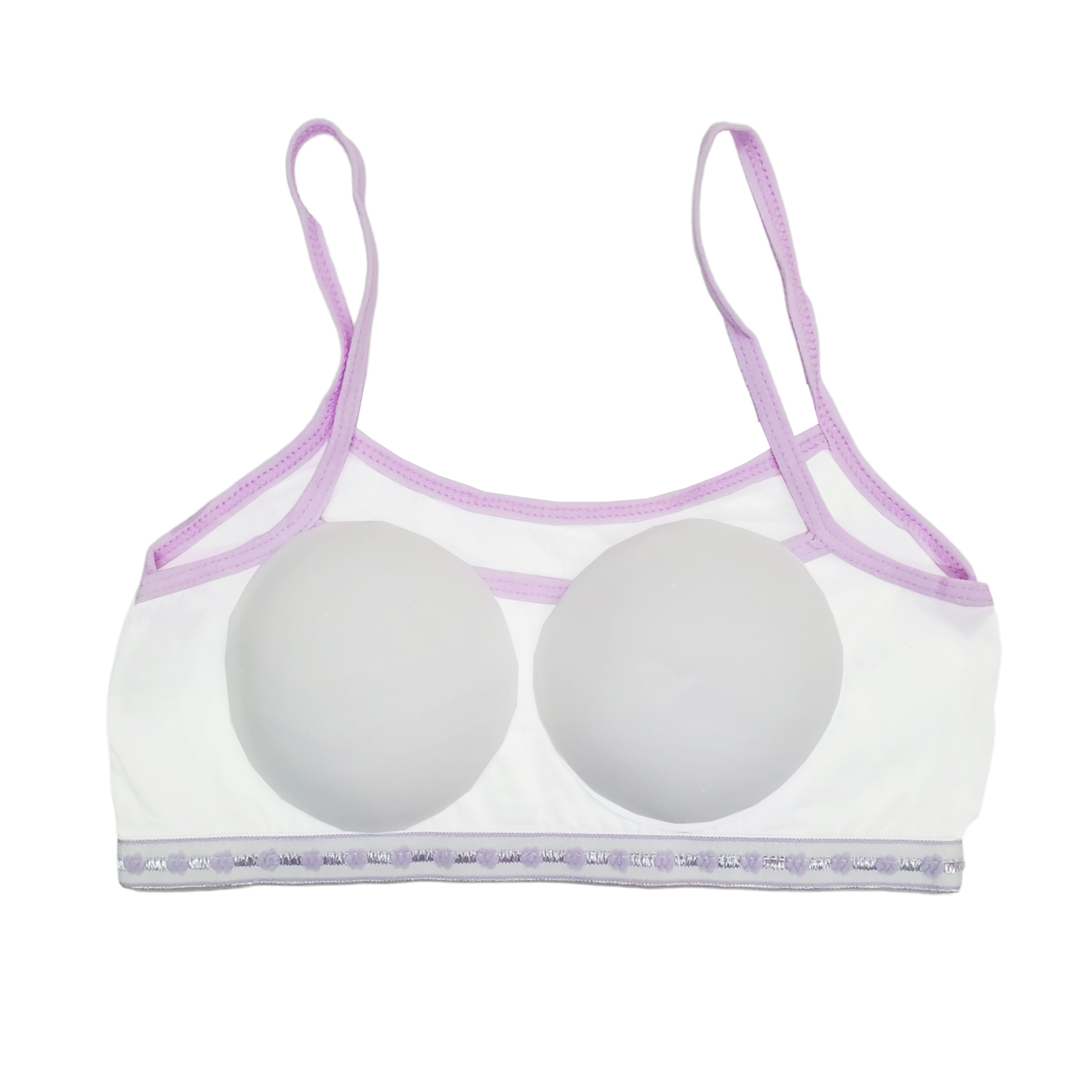 Corpiño Top Tirante Delgado Blanco Figuras Para Niña 3pz.