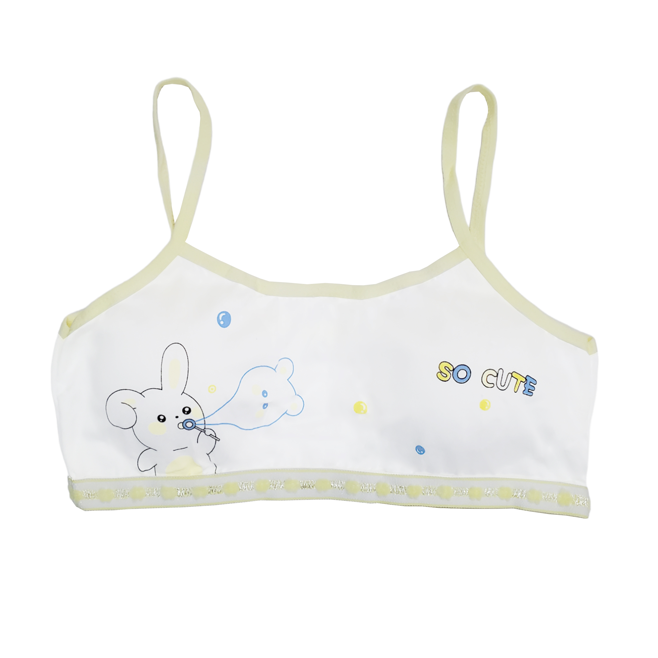 Corpiño Top Tirante Delgado Blanco Figuras Para Niña 3pz.