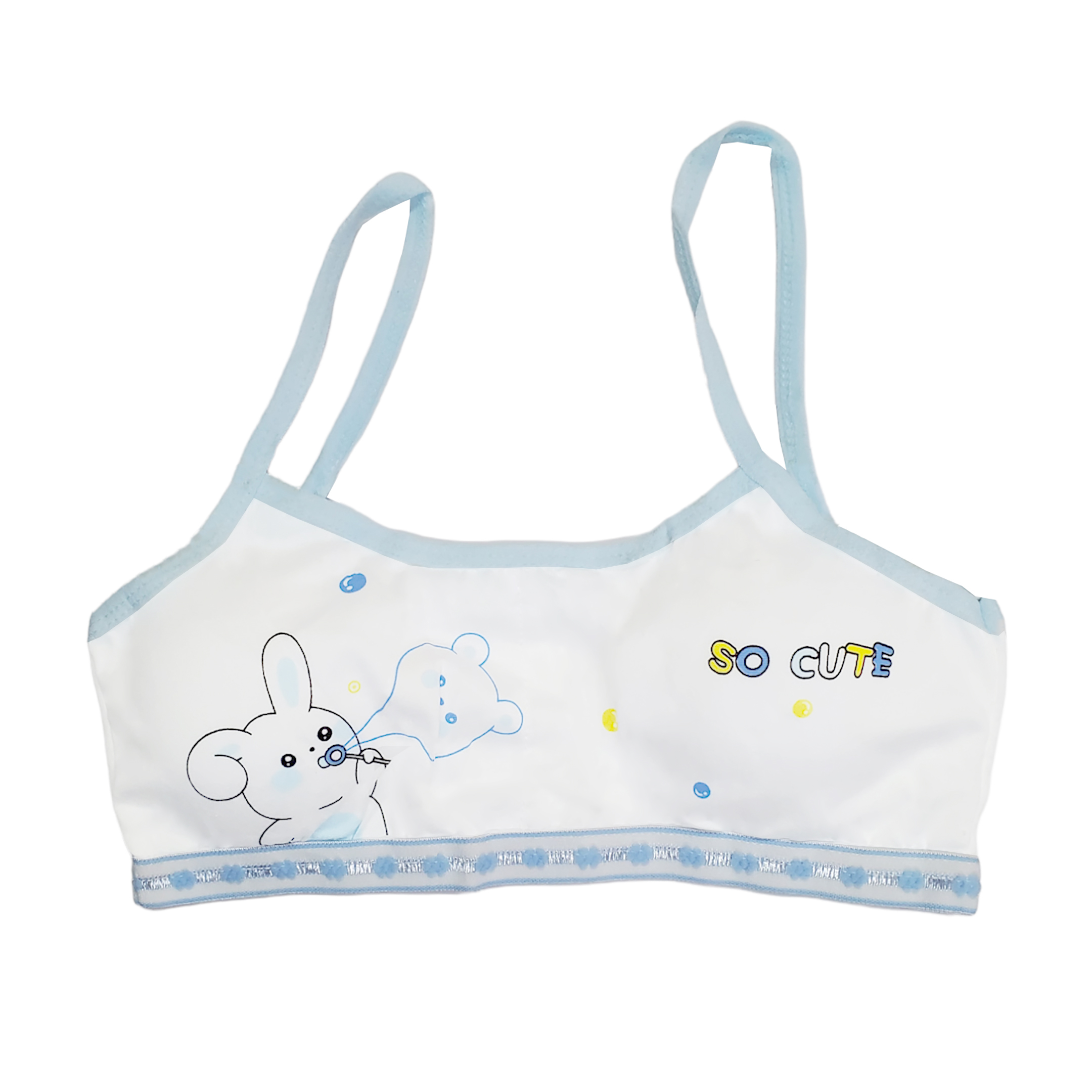 Corpiño Top Tirante Delgado Blanco Figuras Para Niña 3pz.