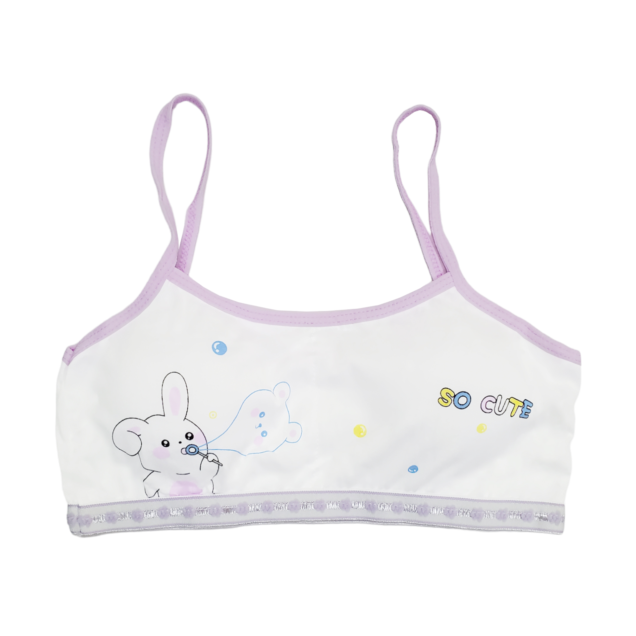 Corpiño Top Tirante Delgado Blanco Figuras Para Niña 3pz.
