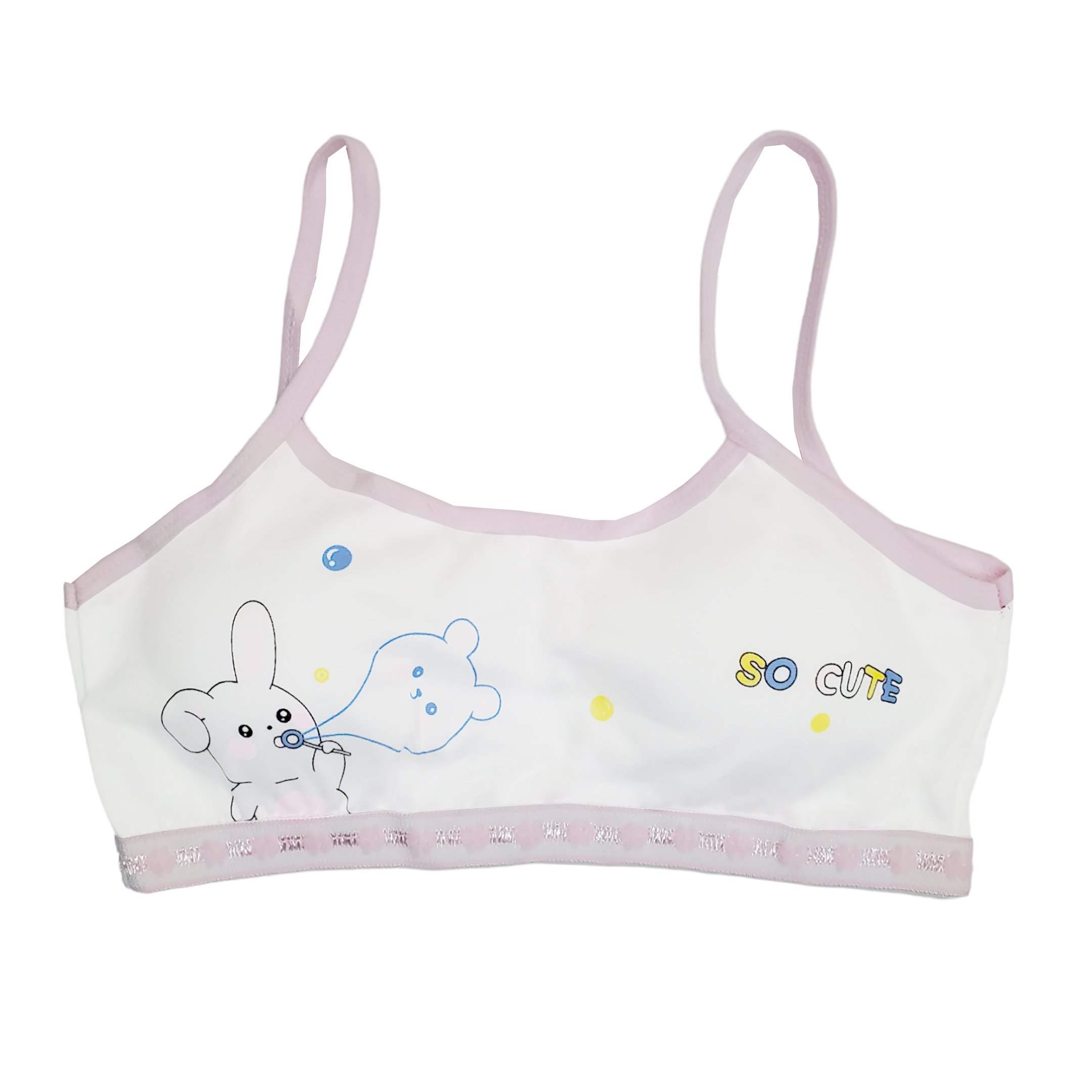 Corpiño Top Tirante Delgado Blanco Figuras Para Niña 3pz.