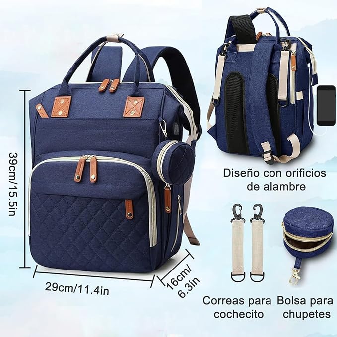 A Mochila de Bolsa de Pañal, Mochila Pañalera Multifuncional Impermeable de Viaje Gran Capacidad, Bolsas de Pañales de Maternidad Bolsillo Térmico de Aislamiento de Bebé para Mamás Papás