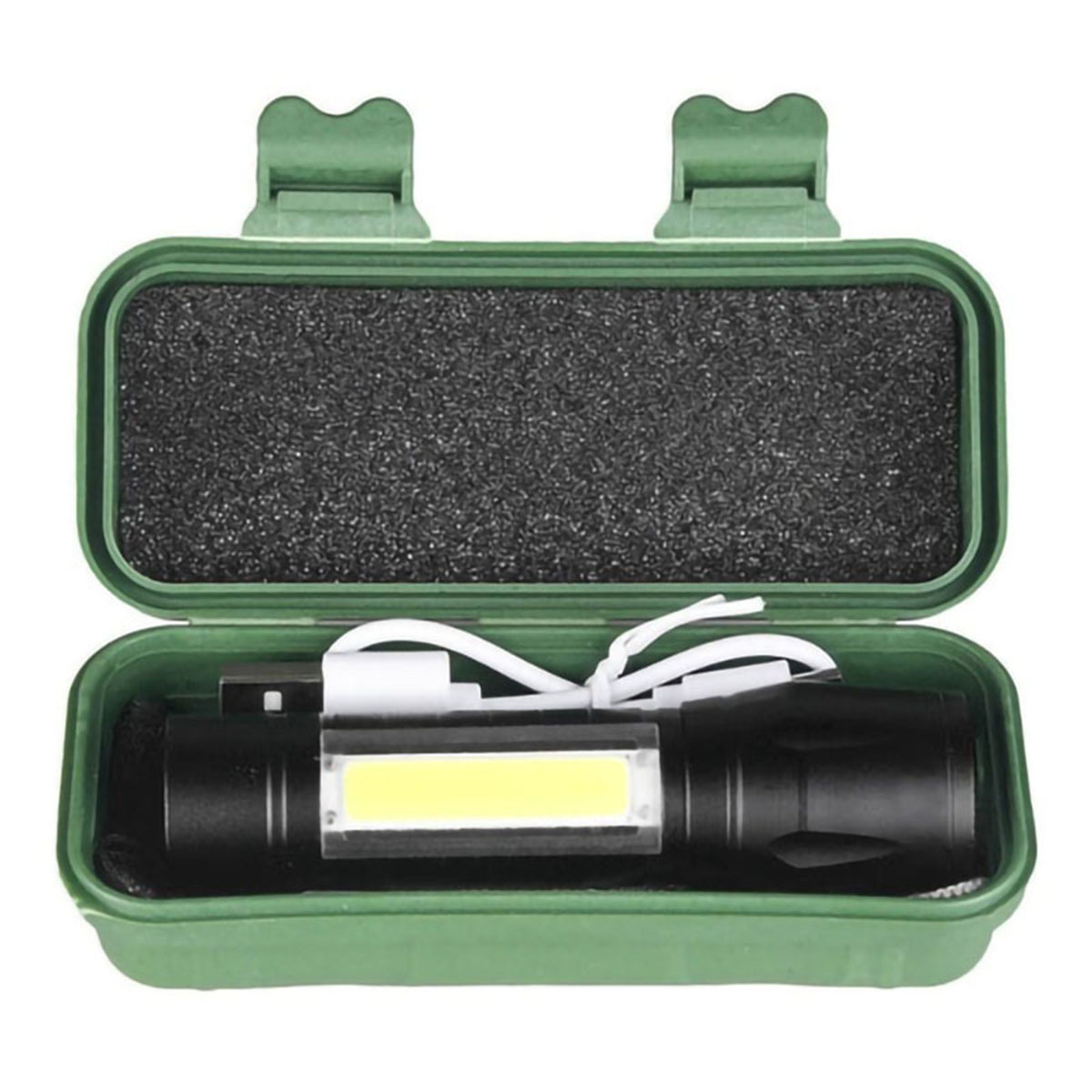 Linterna Bolsillo Táctica Recargable Alto Brillo Negro.