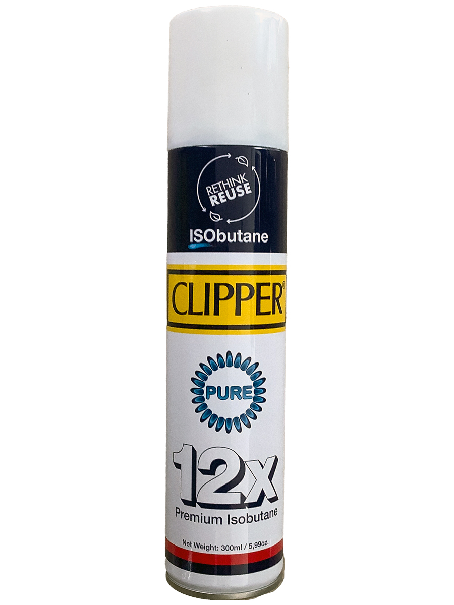 Gas Isobutano Clipper Pure 12X Premium para Recarga de Encendedores de gas 300 Ml