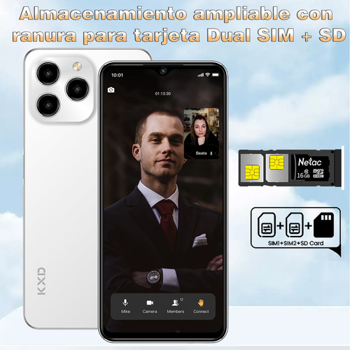 Kxd A07 Teléfono Dual Sim 8gb Ram + 128gb Rom Gran Pantalla 150hz Alta Frecuencia De Actualización 6.52 Pulgadas Con Desbloqueo Por Huella Digital