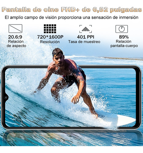 Kxd A07 Teléfono Dual Sim 8gb Ram + 128gb Rom Gran Pantalla 150hz Alta Frecuencia De Actualización 6.52 Pulgadas Con Desbloqueo Por Huella Digital