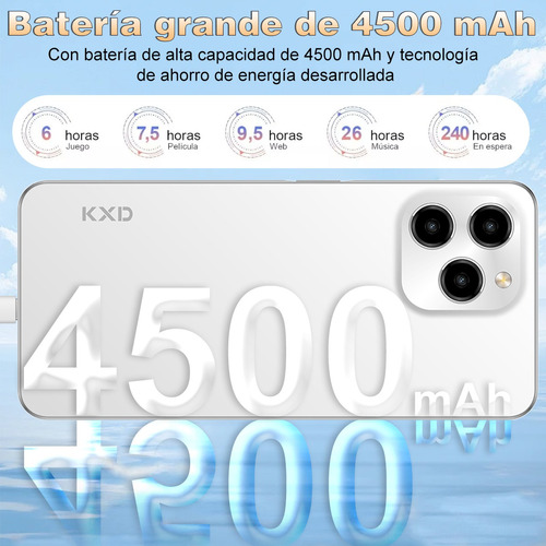 Kxd A07 Teléfono Dual Sim 8gb Ram + 128gb Rom Gran Pantalla 150hz Alta Frecuencia De Actualización 6.52 Pulgadas Con Desbloqueo Por Huella Digital