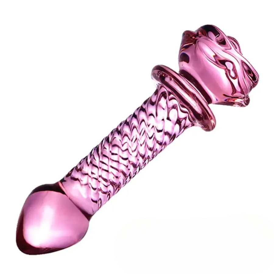 Plug Dildo cristal hipoalergenico Rosa Texturisado varita