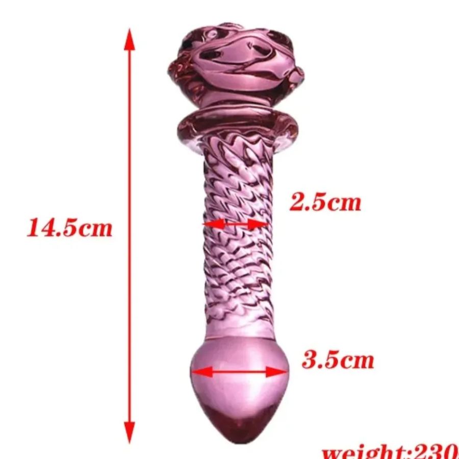 Plug Dildo cristal hipoalergenico Rosa Texturisado varita