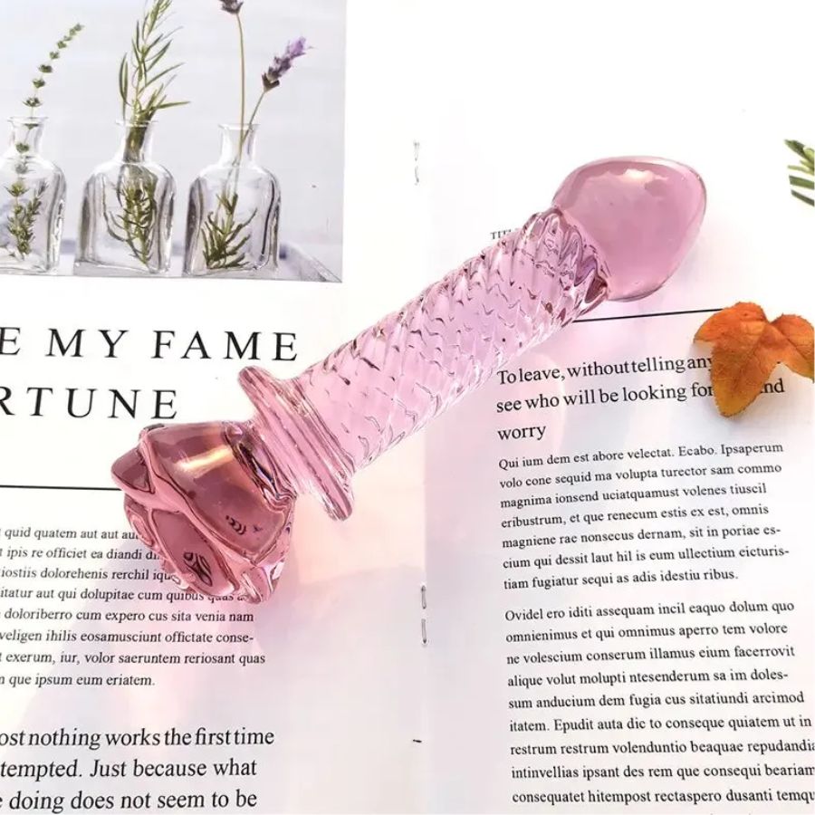 Plug Dildo cristal hipoalergenico Rosa Texturisado varita