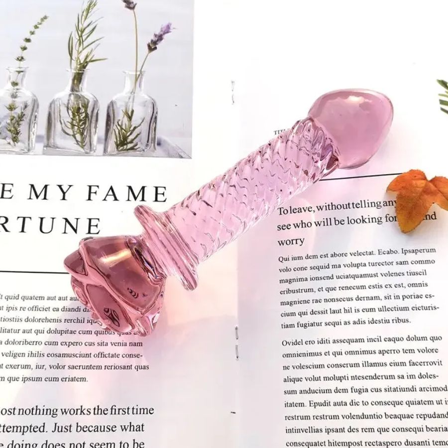 Plug Dildo cristal hipoalergenico Rosa Texturisado varita