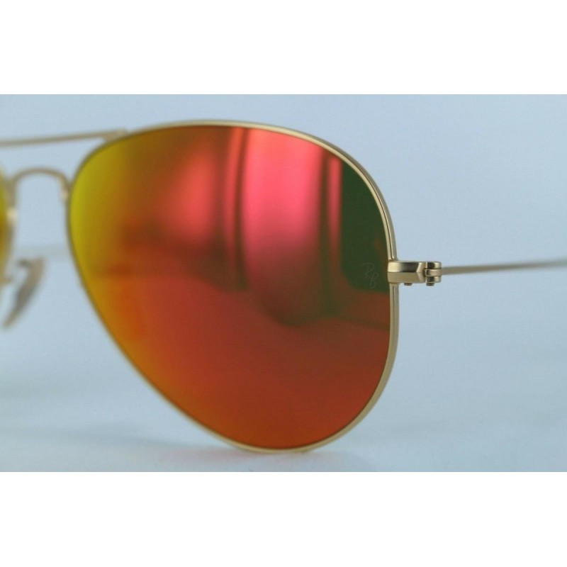 Lentes de sol Ray Ban Rb3026 112/4d Aviator Rojo Espejo Polarizado Gota Grande 