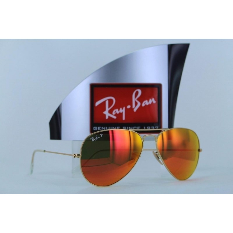 Lentes de sol Ray Ban Rb3026 112/4d Aviator Rojo Espejo Polarizado Gota Grande 