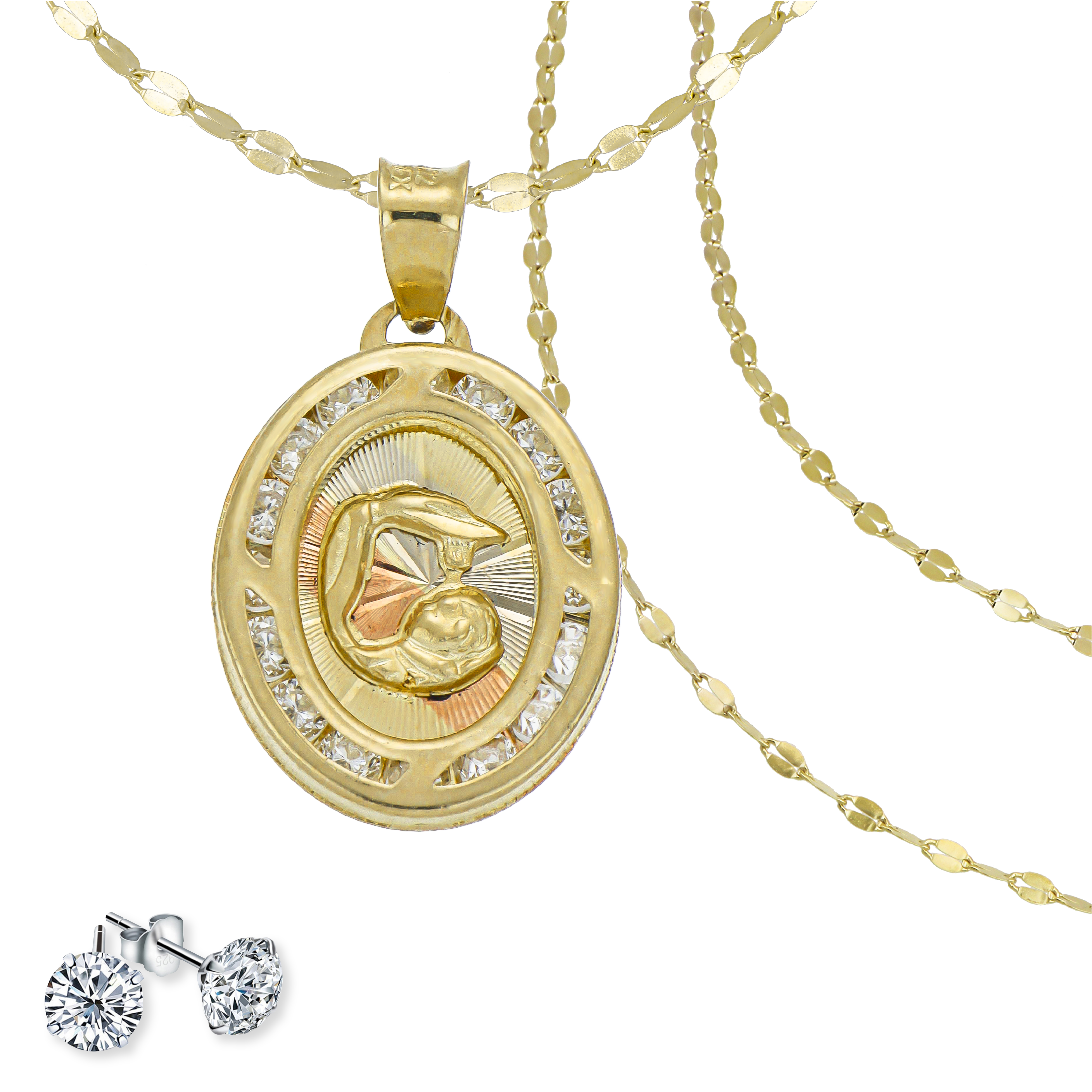 Medalla Para Bebe Bautizo Oro 10k Y Cadena De Oro Sólido 10k.