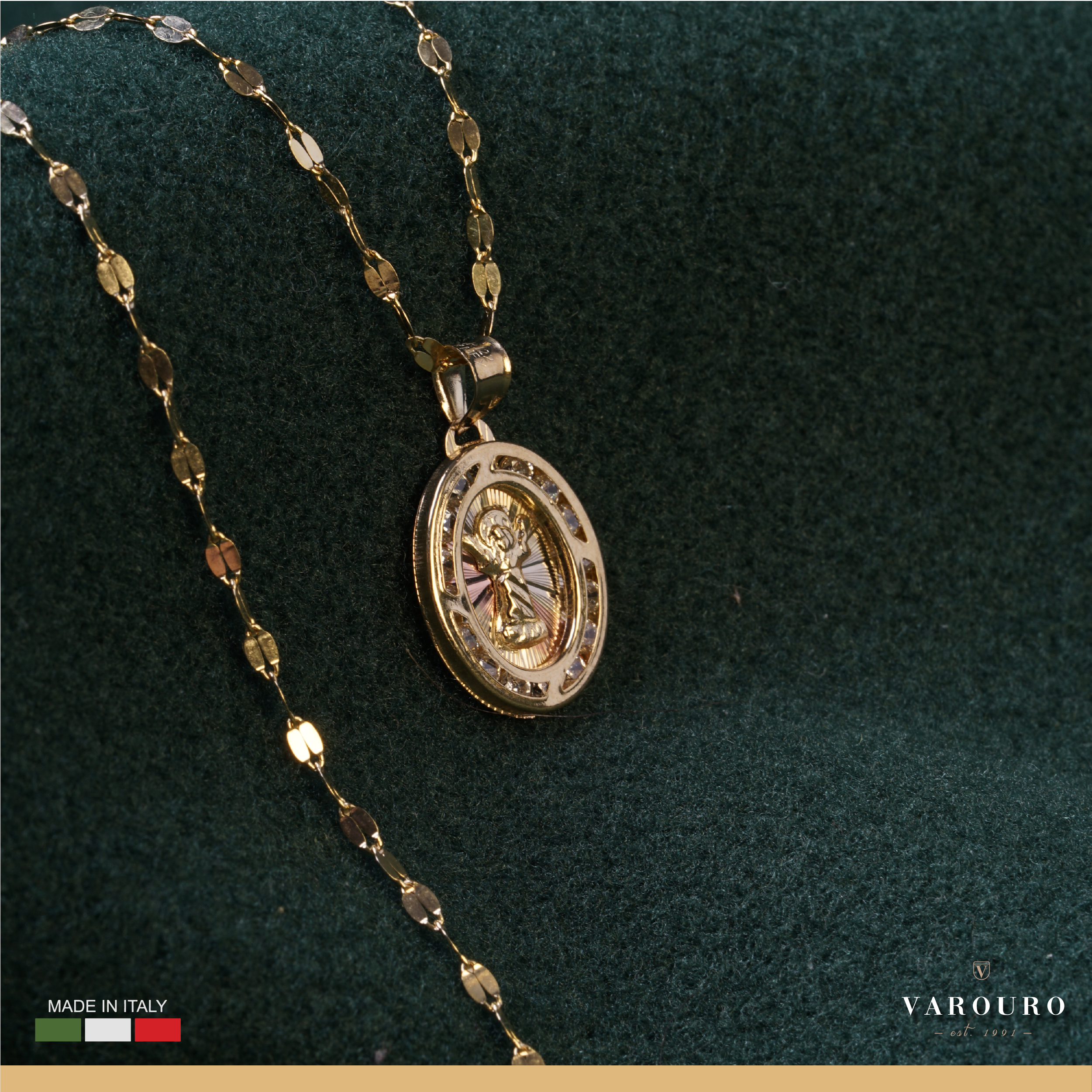 Medalla Niño Bautizo Divino Niño Y Cadena De Oro Sólido 10k