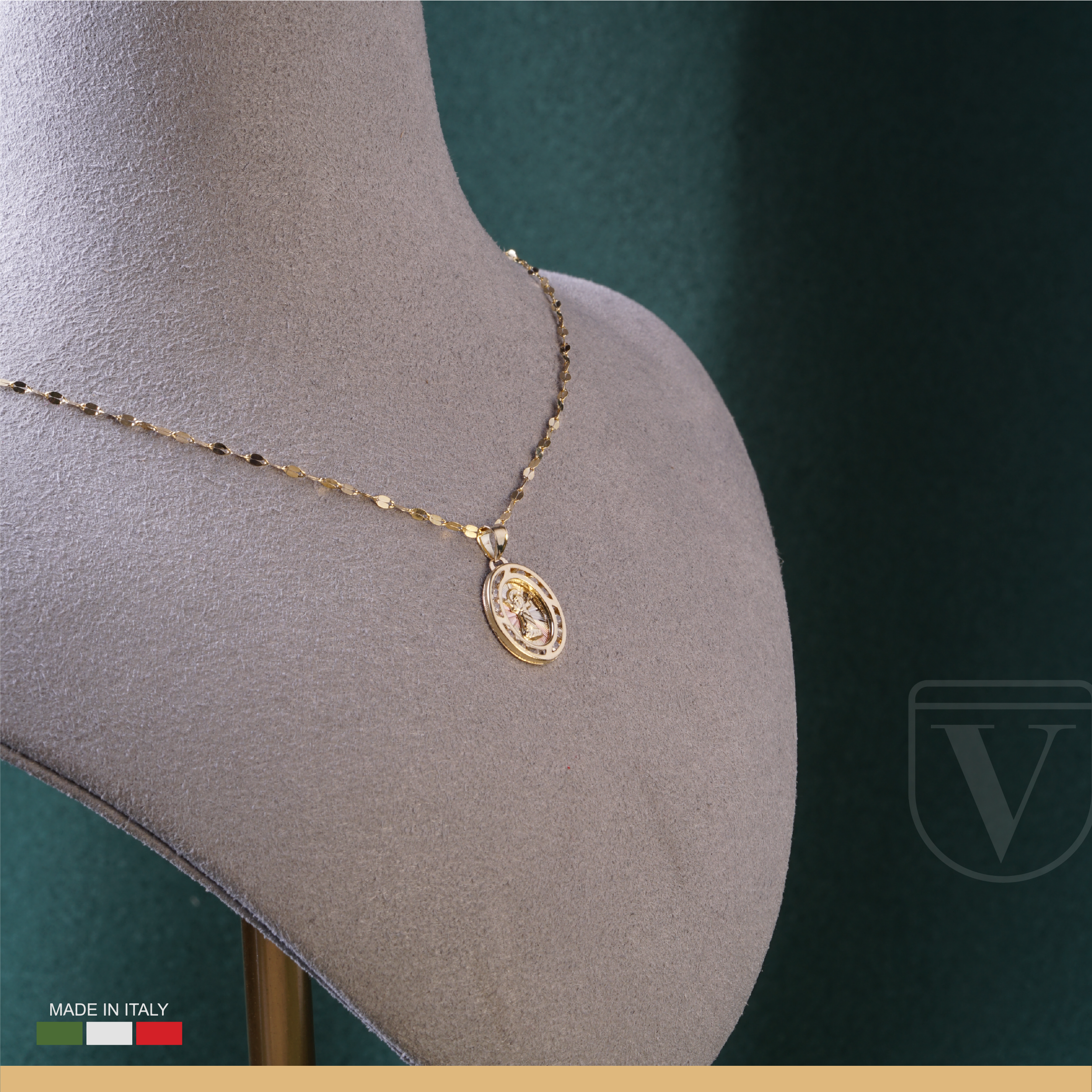 Medalla Niño Bautizo Divino Niño Y Cadena De Oro Sólido 10k