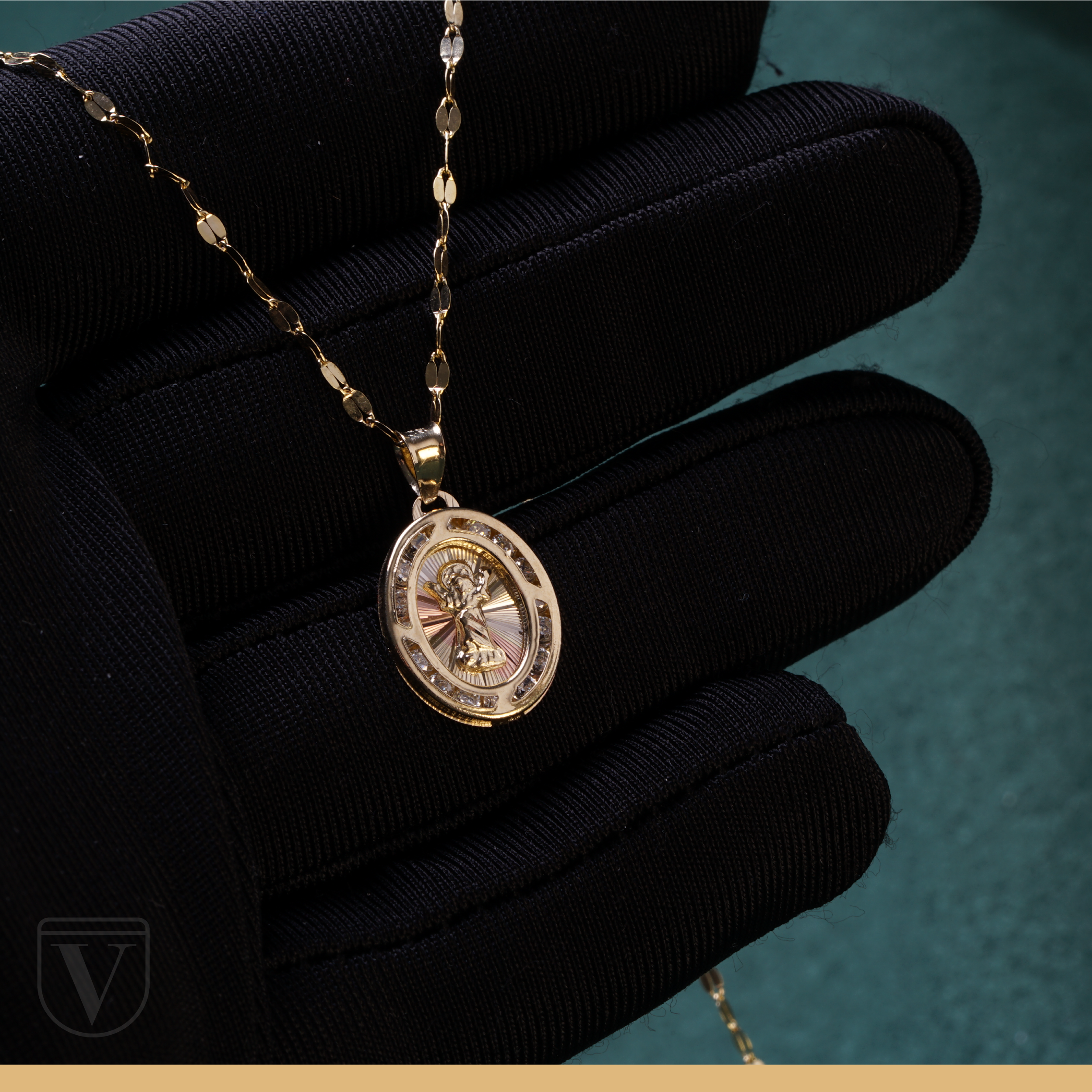 Medalla Niño Bautizo Divino Niño Y Cadena De Oro Sólido 10k